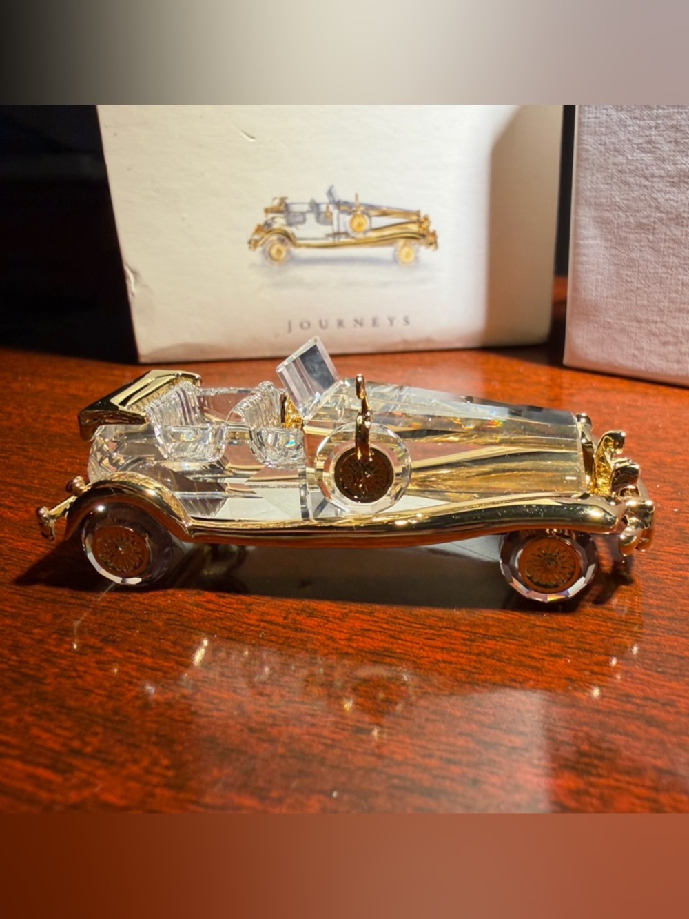 Swarovski Crystal Vintage Car Figurine - Clear/Gold